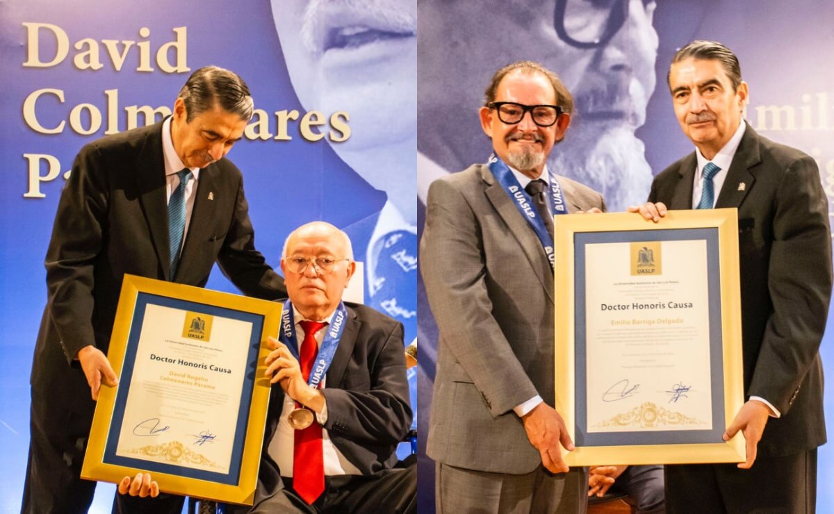 David Colmenares y Emilio Barriga reciben doctorado honoris causa por la UASLP