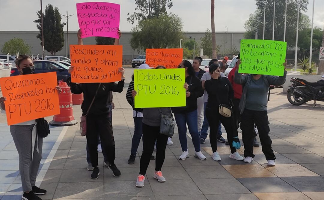 Protesta de trabajadores de Valeo en SLP. Foto: Cortesía