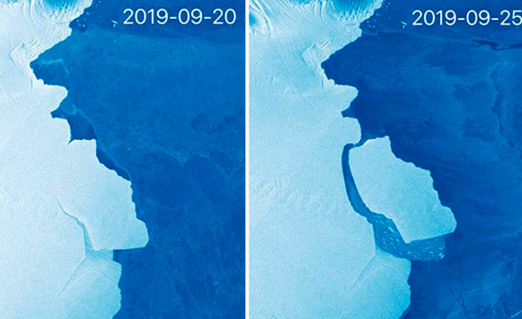 Captan desprendimiento de iceberg en la Antártica