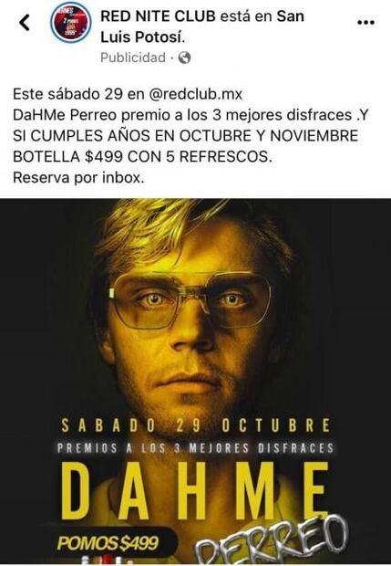 Critican en redes a antro de SLP por fiesta de disfraces con temática de Jeffrey Dahmer  