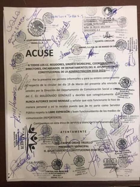 Asegura presidente municipal de Ébano que no ordenó censura a reportera