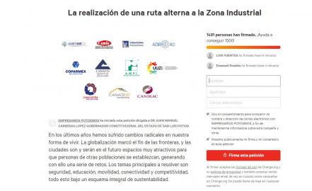 Empresarios piden en Change.org realizar ruta alterna a zona industrial