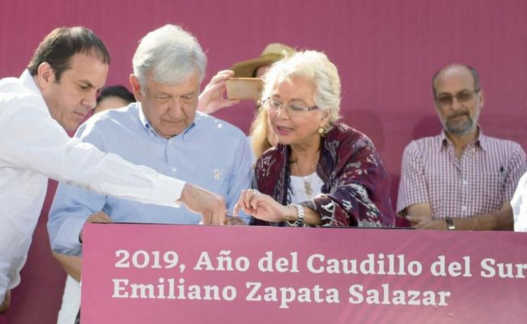 Cuauhtémoc Blanco, gobernador de Morelos; Andrés Manuel López Obrador; Olga Sánchez, titular de Segob, y Porfirio Muñoz, presidente de San Lázaro. TONY RIVERA. EL UNIVERSAL