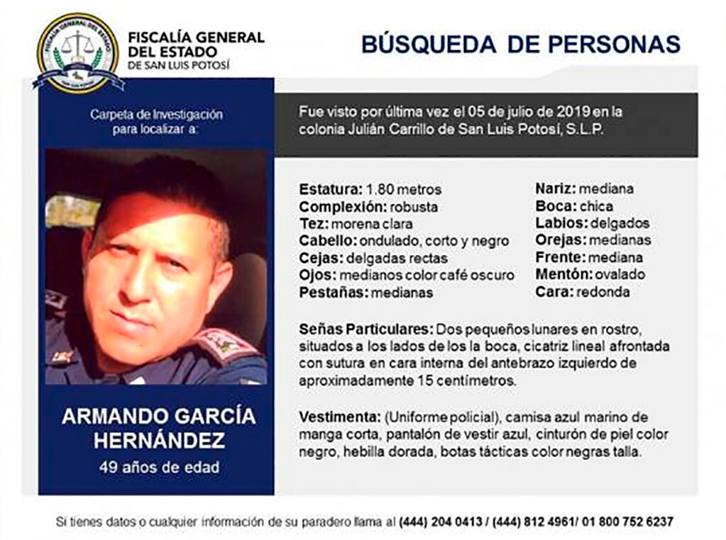 Aún en estatus de desaparecido, policía estatal cuyo cuerpo fue presuntamente encontrado