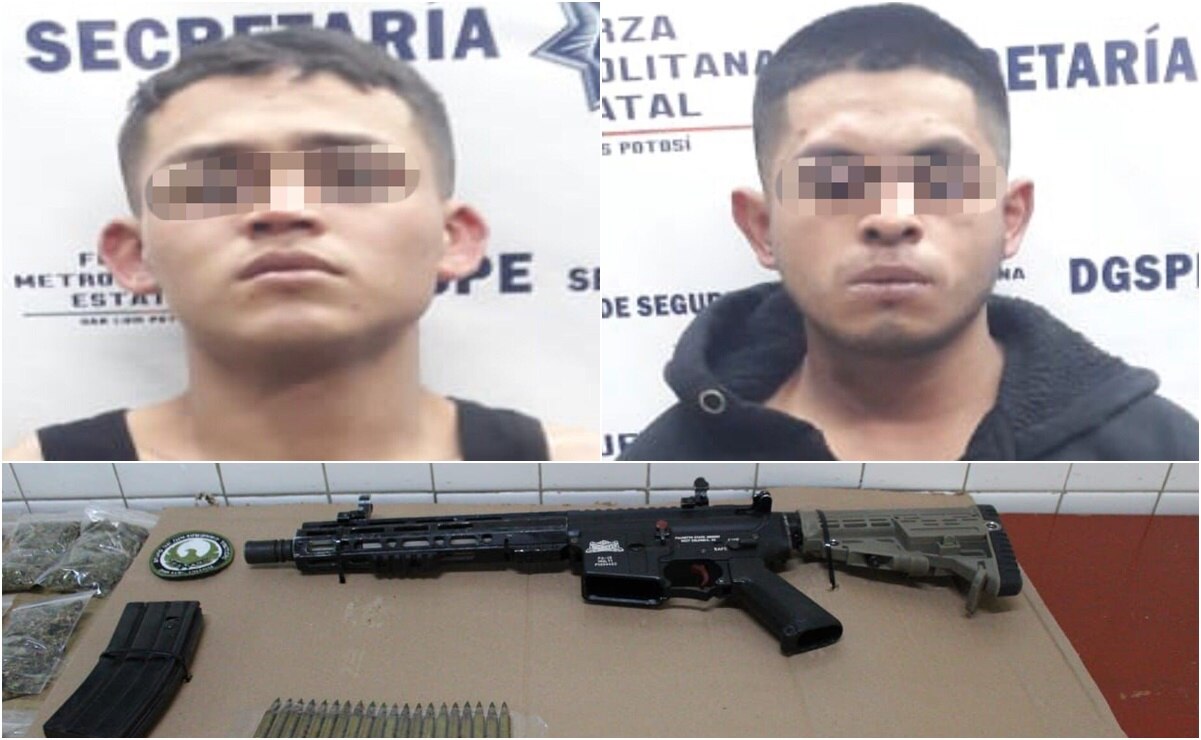 Caen 2 con fusil de asalto en calles de capital de SLP; ambos quedan a disposición de FGR