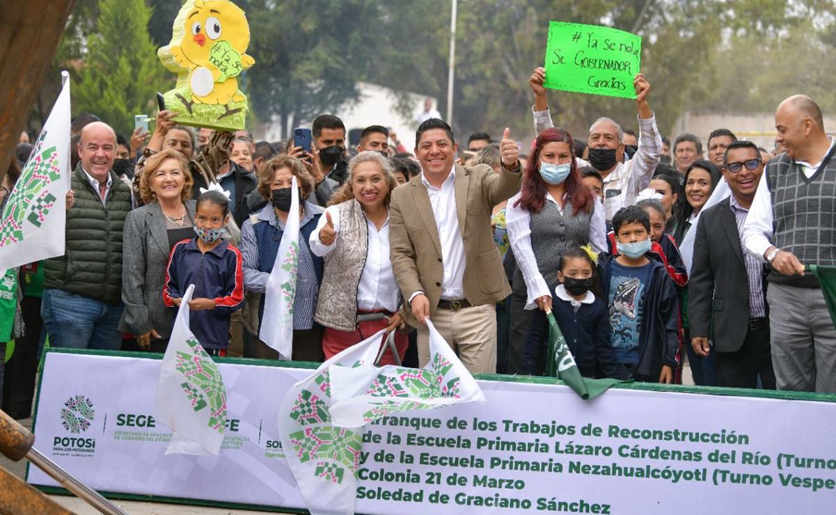 Ricardo Gallardo da banderazo a reconstrucción de primaria en Soledad; se invertirán 10 mdp. Foto: Especial