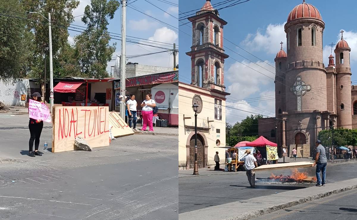 Con quema de maderas y bloqueo vial, vecinos de El Saucito exigen frenar inicio de obra de un desnivel en la zona. Foto: Xochiquetzal Rangel