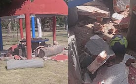 Menor resulta herido tras derrumbarse un kiosco en el parque de Morales en SLP