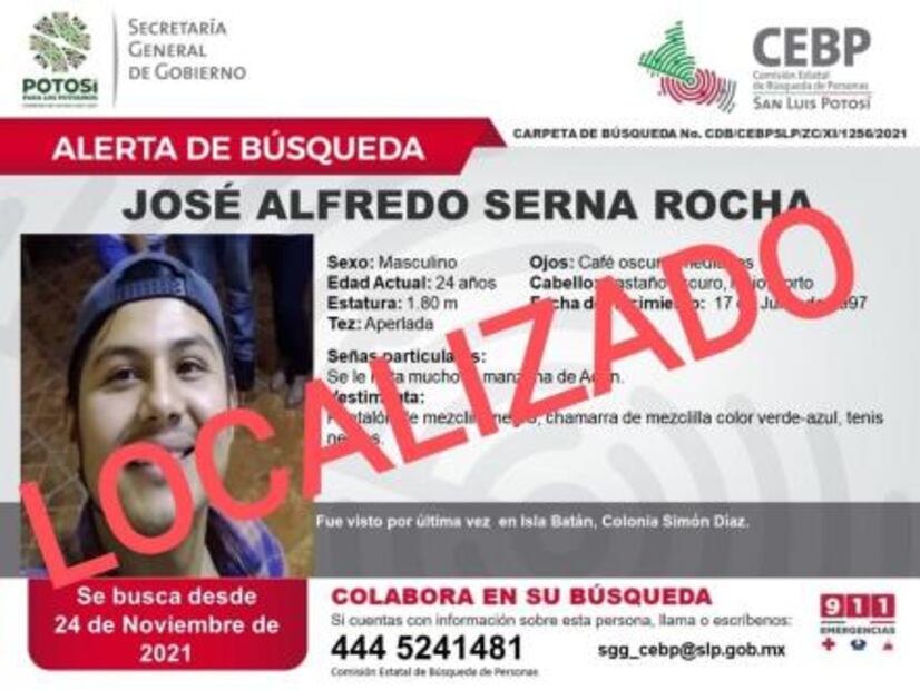 Hallan en Santa María del Río a joven visto por última vez en ciudad de San Luis Potosí