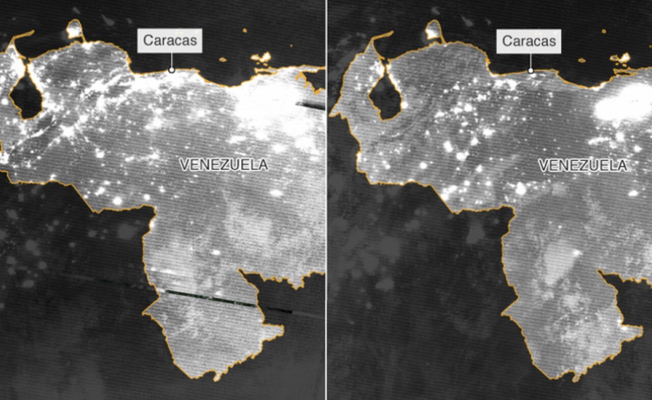 Así se vio desde el espacio el apagón más largo en la historia de Venezuela