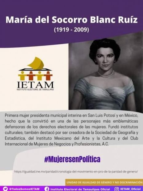 Ella fue María del Socorro Blanc, la primera alcaldesa interina en San Luis Potosí y en México