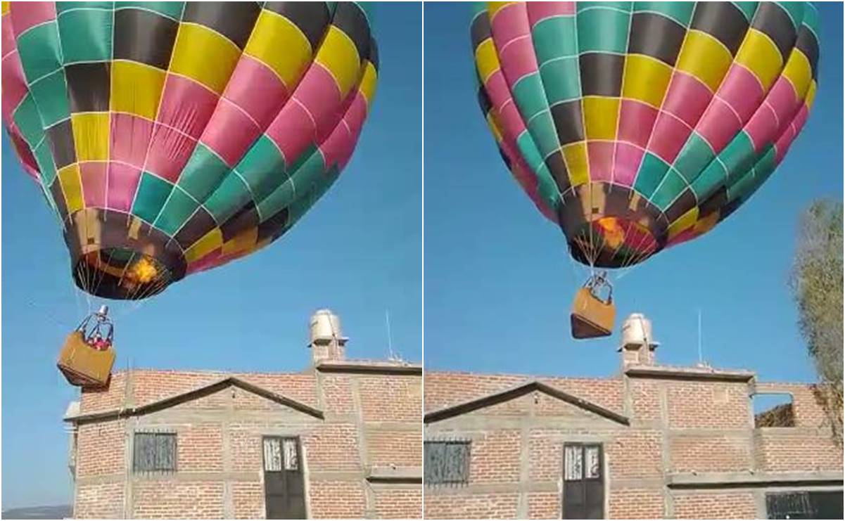 Globo aerostático choca con casa y tumba tinaco en Guanajuato
