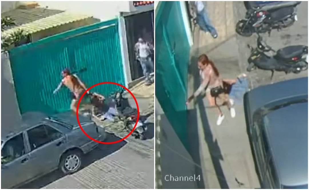 Cámaras de seguridad captaron la agresión por parte de una mujer trans a otra joven. Fotos: Capturas de video