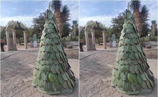 ¡Con nopales! UASLP se pone navideña con un arbolito temático muy a la mexicana