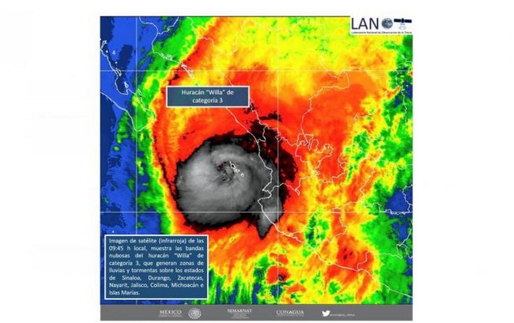  Huracán "Willa" se degrada a categoría 3 cerca de Nayarit