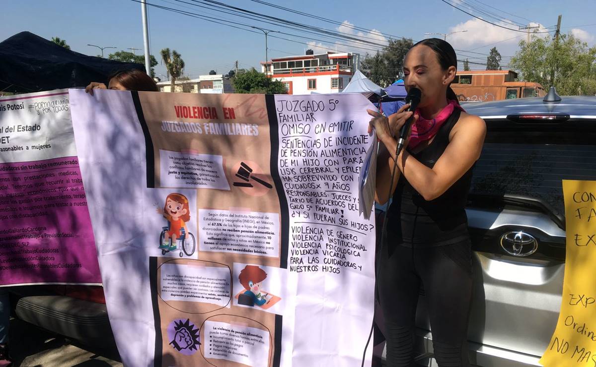 Cuidadoras Potosinas protestan por omisión de jueces en sentencias de pensiones para sus hijos con discapacidad