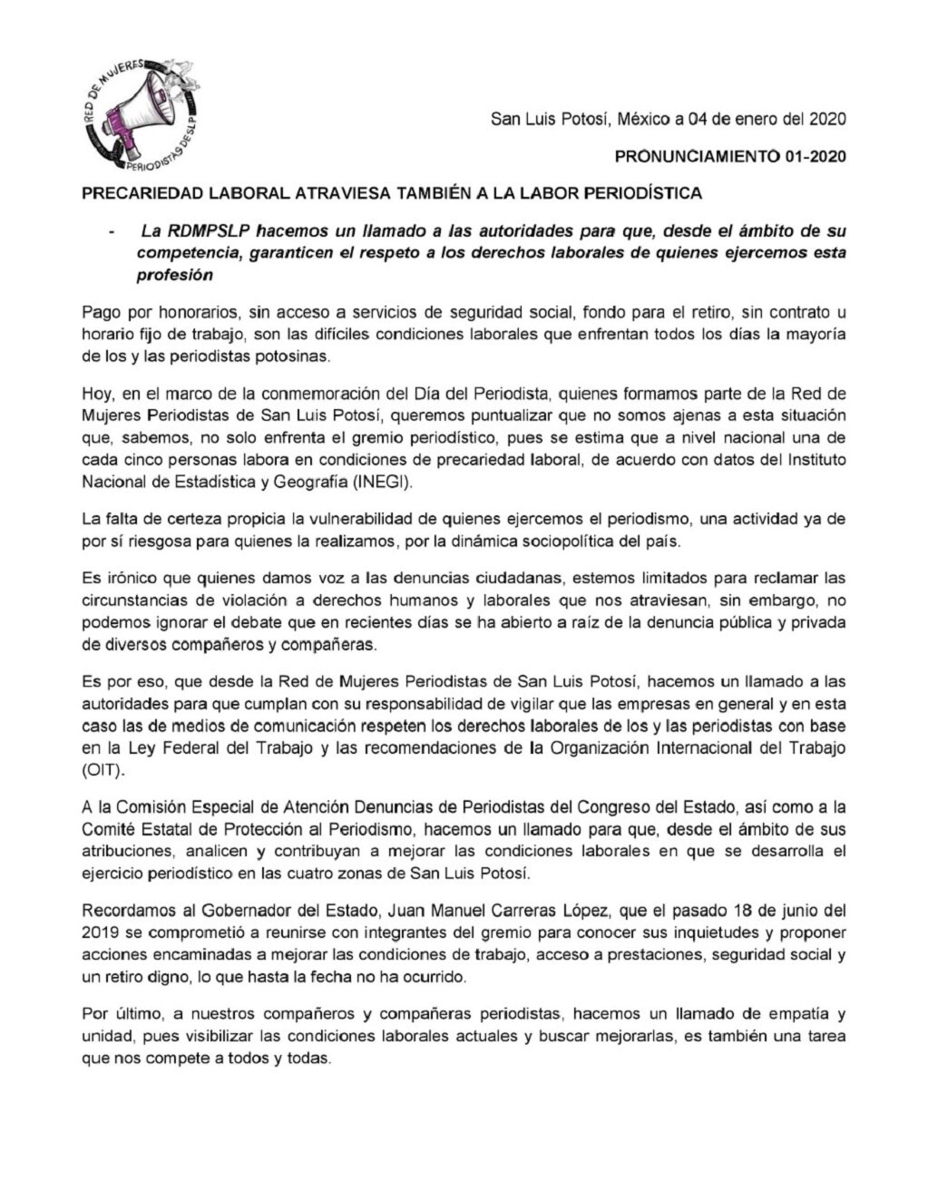 Periodistas potosinos laboran en condiciones precarias: Red de Mujeres Periodistas