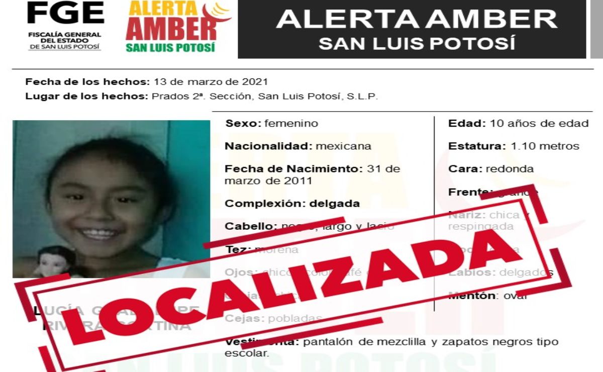 Localizan a niña de 10 años raptada en la capital potosina