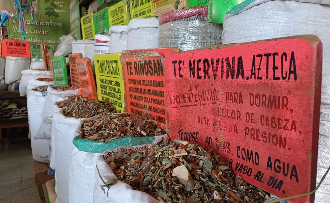 Juan Manuel, el hierbero del Mercado República que “cura” con plantas los excesos decembrinos en SLP. Foto: Regina Arellano
