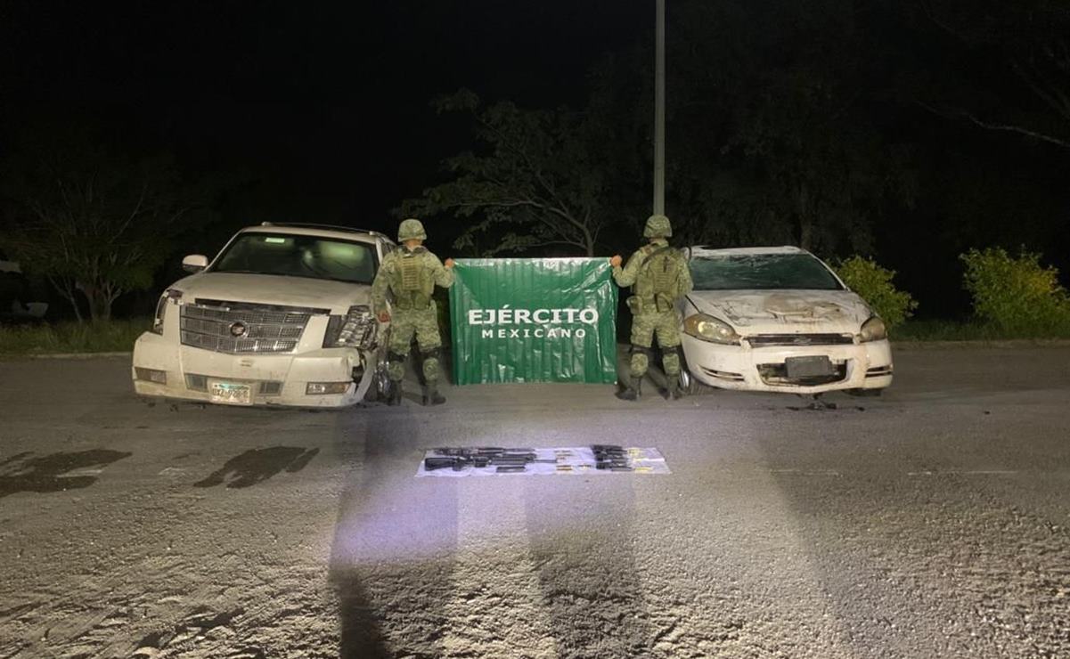 Aseguran Guardia Civil y Ejército tres vehículos con blindaje artesanal en la Huasteca potosina. GCE