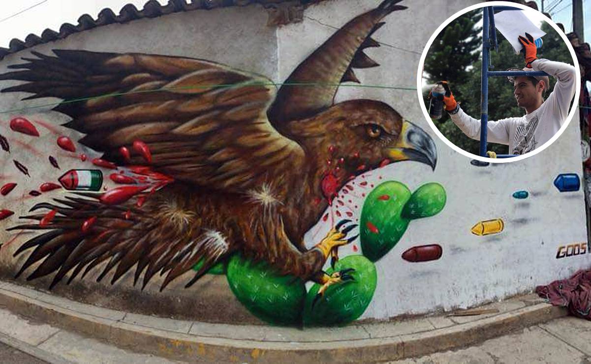 De San Luis para México. El artista urbano GO OS tiene el objetivo de plasmar todo su arte en los 32 estados de la República. Foto: Cortesía GO OS