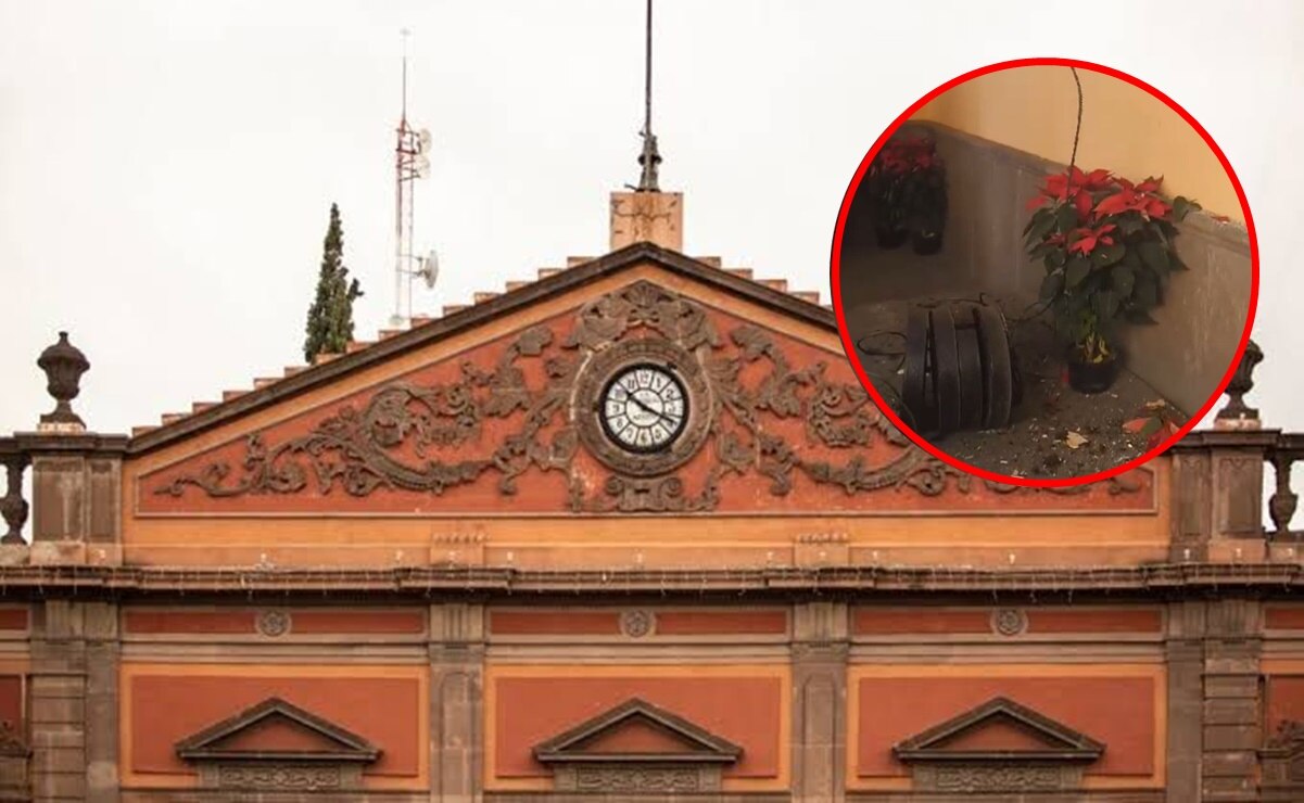 Se desploma pieza del reloj emblemático en edificio central de la UASLP
