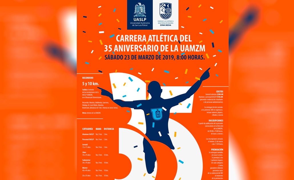 Campus Rioverde UASLP invita a su carrera atlética de 35° aniversario