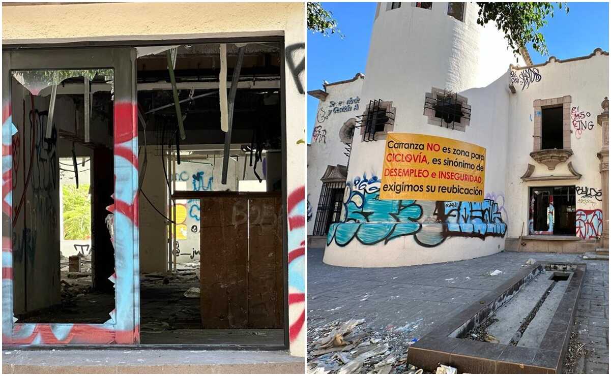 Locatarios de avenida Carranza en SLP pide freno al deterioro de negocios, en abandono por ciclovía. Fotos: Cecilia Lara