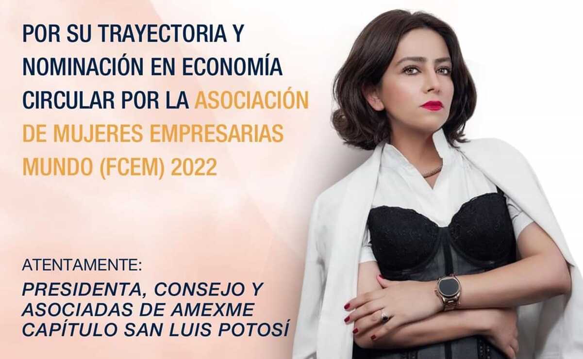 Diseñadora potosina Adriana Díaz recibe premio Emprendedora del Año por proyecto de moda sustentable. Foto: Especial