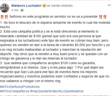 Luchadores potosinos denuncian que campañas políticas denigran su profesión 