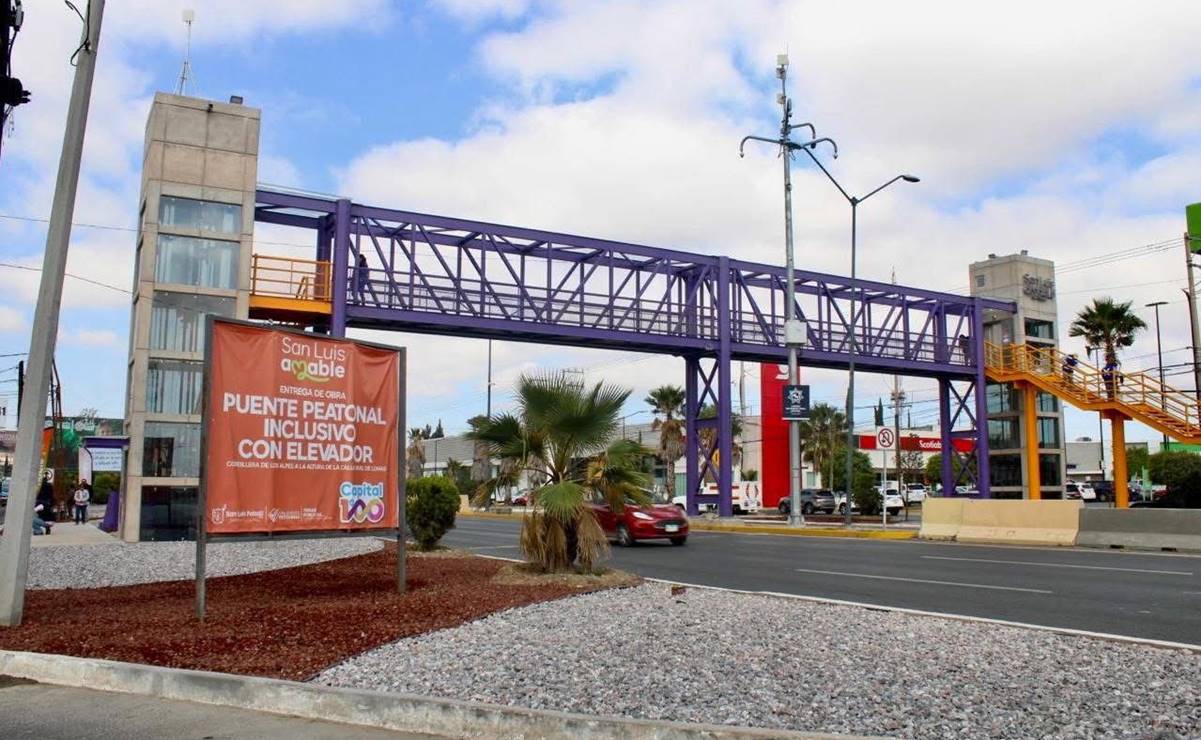 Proyectan modernizar otros dos puentes peatonales con elevador en la capital de SLP