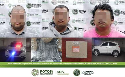 Caen tres en camioneta con reporte de robo en SLP; el vehículo portaba sirena policial 