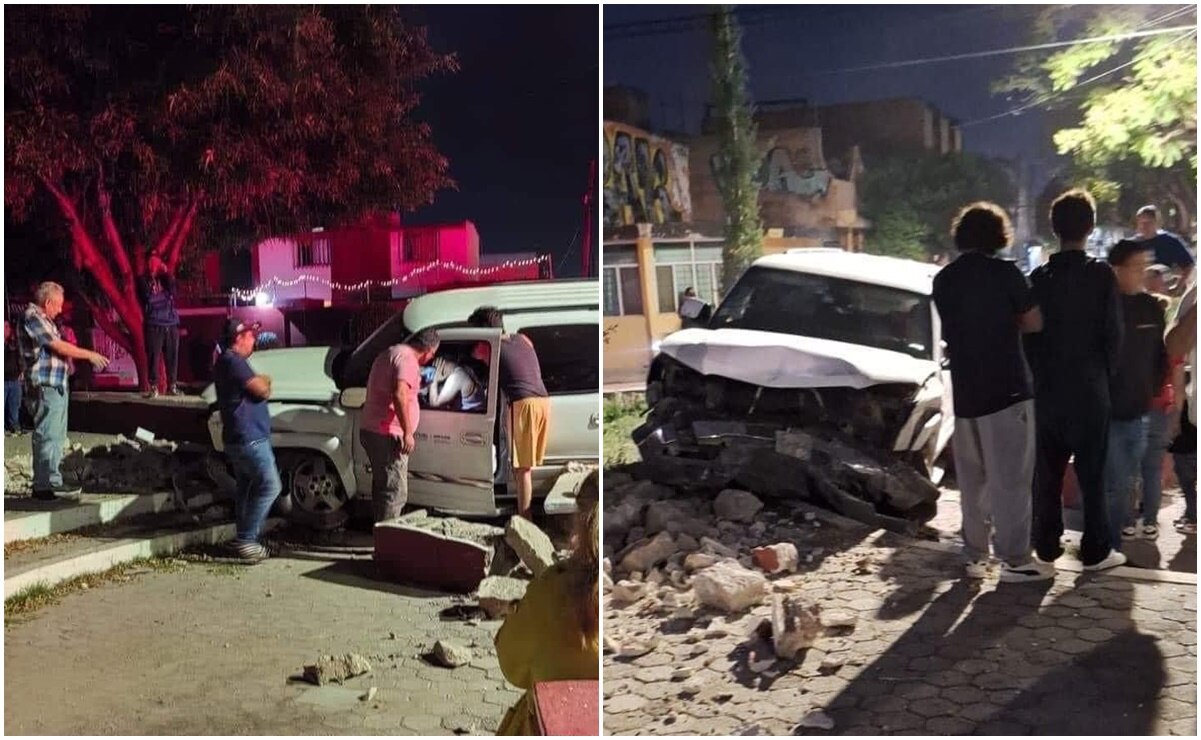 El choque se registró en la glorieta de Jacarandas de la capital de SLP. Fotos: Especiales