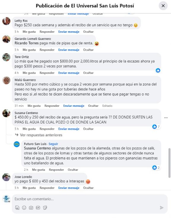 Lectores de EL UNIVERSAL comparten el gasto que hacen al mes por solicitar una pipa con agua. Foto: Especial