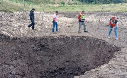 Socavón de Santa Catarina tiene 8.6 metros de profundidad, confirma Protección Civil de SLP