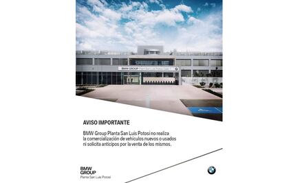 BMW advierte que planta en SLP no vende ni pide anticipos por vehículos nuevos o usados