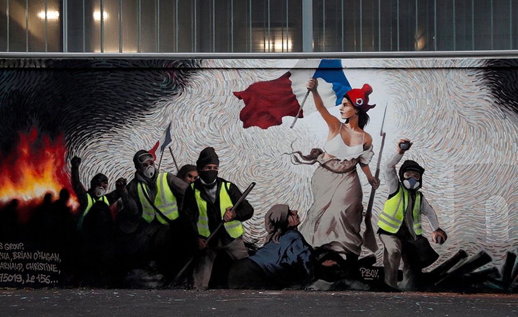 Artista incluye a los "chalecos amarrillos" en obra de Delacroix