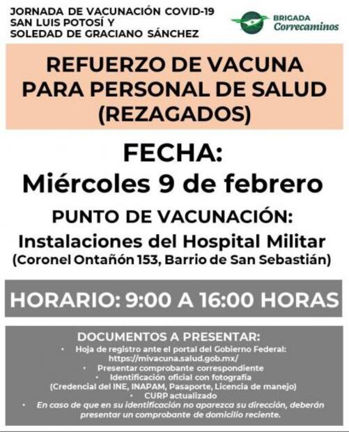 Arranca vacunación de refuerzo contra Covid para personal de Salud en SLP