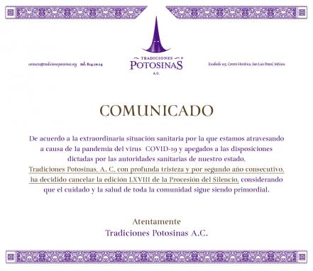 Se cancela por segundo año consecutivo Procesión del Silencio en SLP