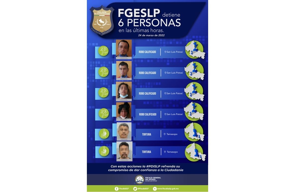 Detienen a dos elementos estatales de la Policía de SLP señalados por tortura