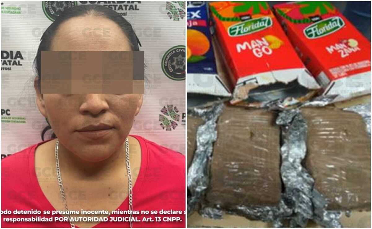 Detienen a mujer que trató de ingresar marihuana en cartones de jugo a penal de La Pila. Foto: Especial