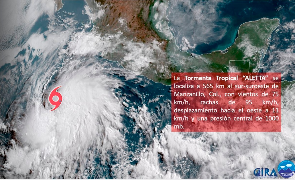 Se forma en el Océano Pacífico tormenta tropical Aletta 