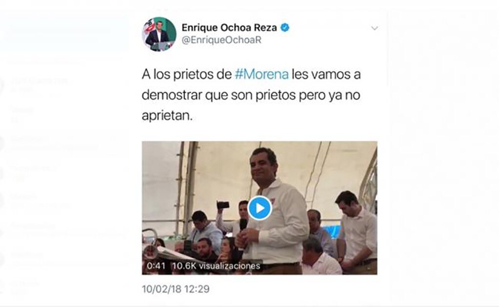 Este mensaje desapareció posteriormente del "timeline" de la red social del priísta. /Especial