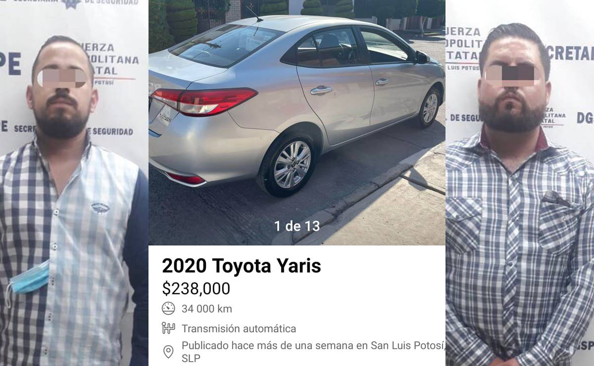 Caen sujetos que vendían auto robado por Facebook; quisieron sobornar con 10 mil pesos a policías de SLP