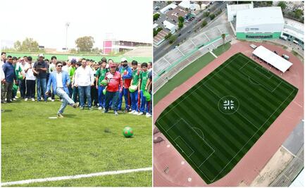 Entrega Ricardo Gallardo remodelación del campo de futbol del centro deportivo "Plan de San Luis"