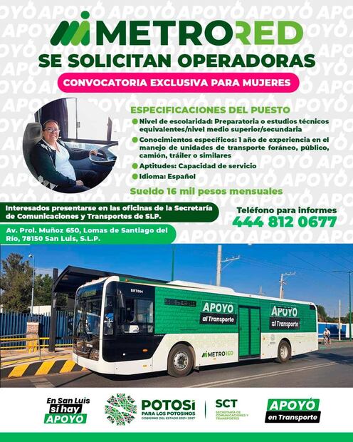 La Secretaría de Comunicaciones y Transportes (SCT) ha anunciado vacantes de operador de este vehículo. Foto: Especial