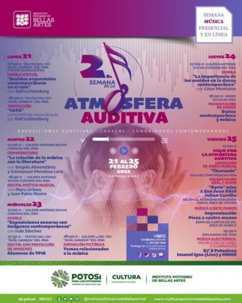 Instituto Potosino de Bellas Artes te invita a participar a la segunda semana de “Atmósfera Auditiva”