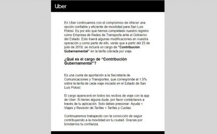 Uber ya opera legalmente en SLP 