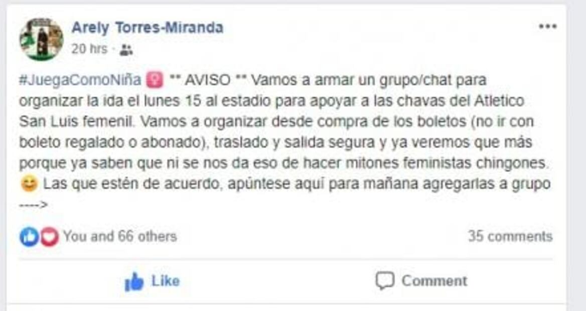 La porra feminista lista para apoyar al Atlético femenil