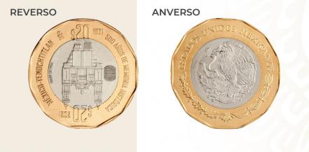 Así son las monedas para conmemorar Bicentenario de Independencia y fundación de Tenochtitlan